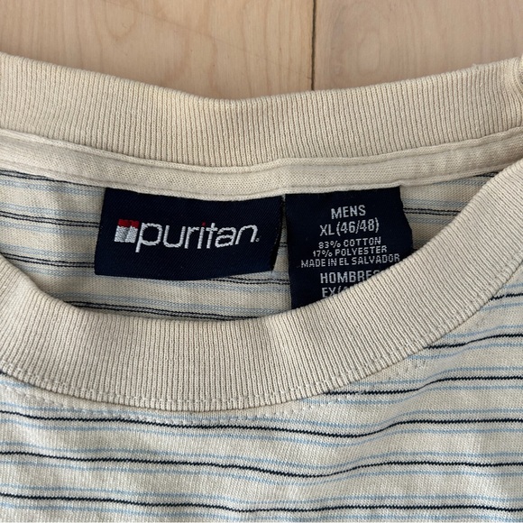Men’s Puritan Tan and Blue Striped Tshirt - Picture 3 of 4